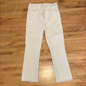 MOTHER The Hustler Ankle Fray Fairest of Them All White Frayed Hem Jeans Size 31